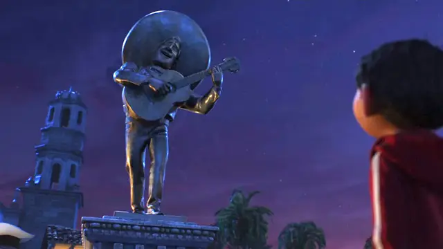 Example of the golden shadow archetype: Ernesto de la Cruz with Miguel in Coco (2017) directed by Lee Unkrich and Adrian Molina